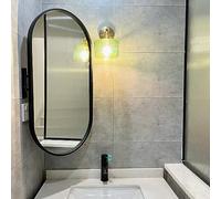 Swivel Corner Wall Mirror, Oval Bathroom Mirror, 30X50cm,35X60cm,40X80cm,40X90cm Decorative Mirror With Frame, Makeup Mirror, Aluminum Frame, HD, Explosion Proof, Black, Gold, White(Nero,40X80cm)