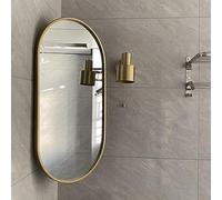 Swivel Corner Wall Mirror, Oval Bathroom Mirror, 30X50cm,35X60cm,40X80cm,40X90cm Decorative Mirror With Frame, Makeup Mirror, Aluminum Frame, HD, Explosion Proof, Black, Gold, White(Gold,30X50cm)