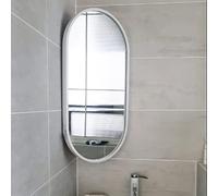 Swivel Corner Wall Mirror, Oval Bathroom Mirror, 30X50cm,35X60cm,40X80cm,40X90cm Decorative Mirror With Frame, Makeup Mirror, Aluminum Frame, HD, Explosion Proof, Black, Gold, White(White,35X60cm)