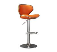 Swivel Counter Height Bar Stools with Backrest - PU Leather Adjustable & Rotating Chairs for Cafes Bars Reception Desks Restaurants (Orange & Silver)