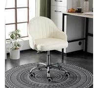 Swivel Desk Chair, Faux Leather Adjustable Computer Chair, Height Adjustable Pulley Small Office Chair, Compact Home Student Chair
