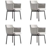 Swivel Dining Chairs Light Gray Faux Leather Upholstered Armchairs with Backrest Padded Kitchen Stools for Living Room Office Makeup Table Set of 4