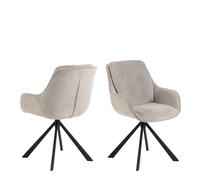 Swivel Dining Chairs - Set of 2 Sand Chenille with Black Metal Base