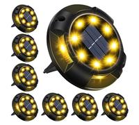 Swivel Disk Solar Powered Ground Lights, 12 LEDs Waterproof In-Ground Non-Slip Landscape Path Lighting for Pathway Garden Lawn Yard Patio Walkway Driveway As Seen On TV (Warm White)