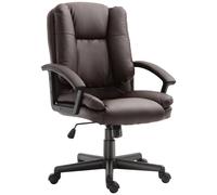 Swivel Executive Office Chair Mid Back PU Leather Chair w/ Arm, Brown HOMCOM