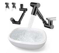 Swivel Faucet Extender,Rotating Faucet Extender, Sink Faucet Aerator Extender With 1&2 Modes Splash Guard Multi-Functional Universal Mechanical Arm Suitable For Kitchen (Black, Double Modes)