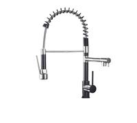 Swivel Faucet Plated Spray Pull-Out Nozzle Spring Loaded Mixer Sink Tap Modern Chrome & Black Design Perfect for Kitchen Upgrade