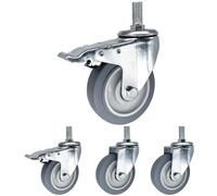 Swivel Fur Casters 3-5 Inch Rubber Wheels M14-M20x30mm Set of 4 with 2 Brakes for Easy li & Stabili Ideal for Home and Office Use