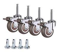 Swivel Furniture Casters with Brakes, Rubber Wheels, M8 Mounting Stem, Set of 4, 50mm Size, 2 Universal + 2 Brake Casters for Easy Mobility and Stability