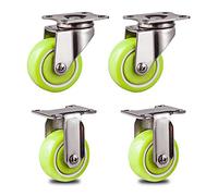 Swivel Furniture Wheels 4 Pack 50mm Nylon Casters with Plate Universal Replacement Wheels for Flower Pots & Carts Small Green Rolling Casters for Easy Mobility