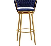 Swivel Height Bar Set of 1 for Kitchen Counter Barstools Velvet Upholstered Stools Farmhouse Island Chairs Lofty Ambition (Blue 65cm)
