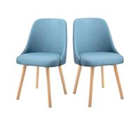 Swivel Kitchen & Dining Room Chairs Set of 2, Modern Linen Home Office Desk Chair Upholstered Side Chair, Leisure Chairs for Living Room Guest Reception Restaurant (Set of 2, Blue)