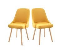 Swivel Kitchen & Dining Room Chairs Set of 2, Modern Linen Home Office Desk Chair Upholstered Side Chair, Leisure Chairs for Living Room Guest Reception Restaurant (Set of 2, Yellow)