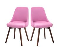 Swivel Kitchen & Dining Room Chairs Set of 2, Modern Linen Home Office Desk Chair Upholstered Side Chair, Leisure Chairs for Living Room Guest Reception Restaurant (Set of 2, Pink A)
