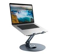 Swivel Laptop Stand for Desk, Adjustable Height Aluminum Computer Stand with 360 Rotating Base, Foldable Ergonomic Riser, Portable Laptop Holder Compatible with MacBook, All Laptops 10-17'',Grey