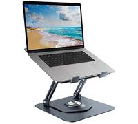 Swivel Laptop Stand for Desk, Adjustable Height Aluminum Computer Stand with 360 Rotating Base, Foldable Ergonomic Riser, Portable Laptop Holder Compatible with MacBook, All Laptops 10-17'',Grey