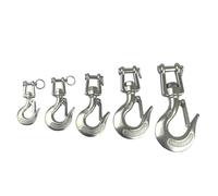 Swivel Lifting Hook 0.15-1.5T WLL Heavy Duty Marine Grade 316 Stainless Steel Lifting Chain Hoist Jaw Swivel Cargo Hook with Latch(1000KGS)