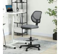 Vinsetto Swivel Mesh Office Chair w/ Adjustable Footrest Ring, Charcoal Grey