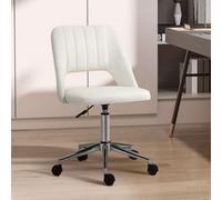 Vinsetto Mid-Back Swivel Home Office Chair Scallop Computer Chair Pink - Cream White
