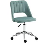 Swivel Office Chair Velvet Green 49x54x91cm Scallop Back Armless Computer Pillow