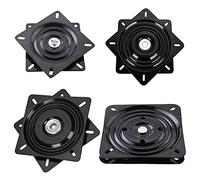 Swivel Plate 4Pcs Square Heavy Duty Rotating Swivel Plate Black Steel Lazy Susan Turntable Bearing With Steel Ball Bearings Turntable Base for The Tables And Chairs Easy To Use