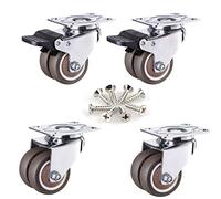 Swivel Plate Caster WheelsRubber Castor with BrakesHeavy Duty Industrial Furniture CasterDouble WheelMax Capacity 400kgwith ScrewsSuitable for CarpetParquet Floors