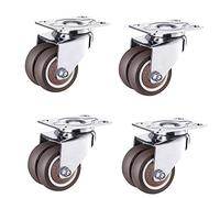 Swivel Plate Caster WheelsRubber Castor with BrakesHeavy Duty Industrial Furniture CasterDouble WheelMax Capacity 400kgwith ScrewsSuitable for CarpetParquet Floors