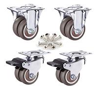 Swivel Plate Caster WheelsRubber Castor with BrakesHeavy Duty Industrial Furniture CasterDouble WheelMax Capacity 400kgwith ScrewsSuitable for CarpetParquet Floors