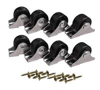 Swivel Plate Casters - 8 Silent 1-Inch PP Wheels for Furniture, Drawers & Trolleys - Universal Black Casters for Smooth Mobility & Easy Maneuvering
