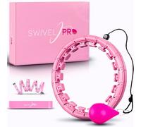 SWIVEL PRO® UK Smart Weighted Hula Hoop with Weight Ball for Adults, with Resistance Band & Measuring Tape, 24 Adjustable Links, Weight Loss/Exercise/Fitness Hoola Hoops, 3in1 Gift Set (Pink) (Pink)