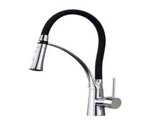 Swivel Pull Down Kitchen Sink Faucet Black/Chrome Finish Deck Mounted Hot & Cold Water Mixer Durable Leak Proof Design Perfect for Modern Bathrooms.