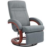 Swivel Recliner Chair Linen Fabric Armchair with Footstool Beige Lounge Seat
