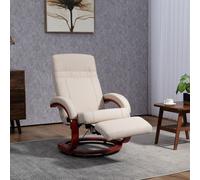 Swivel Recliner Chair with Footrest Wood Base for Living Room HOMCOM Beige One Size
