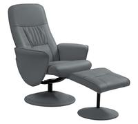 Swivel Recliner Chair with Footstool, HOMCOM PU Leather Armchair and Ottoman with High Back and Round Base for Living Room, Grey Aosom UK