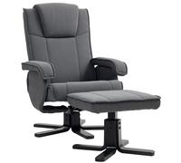 Swivel Recliner Chair with Footstool Velvet Rocking Armchair Grey Lounge