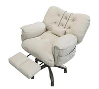 Swivel Recliner Chair with OttomanTech Fabric Rotating & Adjustable DoubleLayer Soft Cushion Reclining Reading Chair for Bedroom & Office (White)
