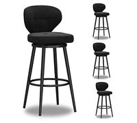 Swivel Set of 4 Velvet Counter Height Barstools Backs Kitchen Island Upholstered Pub Stools with Metal Legs Bar Chairs Tall Stool for Home Bar/D (Grey 3pcs)