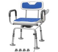 Swivel Shower Chair with Back and Arms,Rotating Swivel Bath Chair Handicap Shower Chair with Cold-Proof Pads, Support 180kg,Tools-Free Assemble,Swivel Shower Chair for Inside Shower