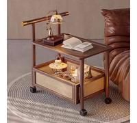 Swivel Side Table with Adjustable Height and Wheels, Large Storage for Living Room, Bedroom, Balcony