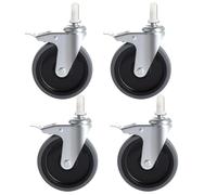 Swivel Stem Caster 5 Inch, Heavy Duty 7/16" Stem Diameter Rubber Wheelwith Brake,Smooth Rolling TPR Replacement Wheels for Rubbermaid Models 7570-L2,7571,7580,7581,7582 7583
