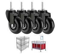 Swivel Stem Castor Wheels, M8x25mm & M10x25mm, Thread Stem, Up to 200kg Capacity, Rubber Trolleys, Silent with Lockable Brake, 2 Braked + 2 Swivel