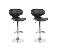 Swivel Stool Swivel Set of 2 Faux Leather Black CONWAY