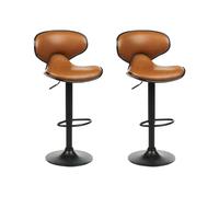 Swivel Stool Swivel Set of 2 Faux Leather Golden Brown CONWAY
