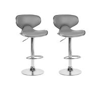 Swivel Stool Swivel Set of 2 Faux Leather Grey CONWAY