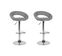 Swivel Stool Swivel Set of 2 Faux Leather Grey PEORIA