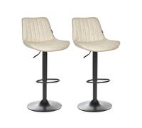 Beliani Set of 2 Bar Chairs DUBROVNIK Faux Leather Swivel Light Beige