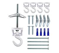 Swivel Swag Hooks for Ceiling Hanging - Ceiling Hooks for Hanging Plants - Ceiling Hangers Heavy Duty for Hanging Light - Zinc Bolt Hook Installation for Cavity Wall Fixing (White 4 Pack)