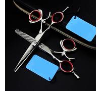 Swivel Thumb Hair Cutting Shears, Professional 5.5inch Rotary Handle Japan Hair Cutting Shears Hairdressing Left-Hand Scissors Barber Scissor Salon Haircut Tools (Color : Set Without Bag) (Set with B