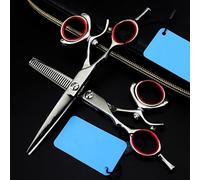 Swivel Thumb Shear Scissors, 5.5 Inch Left Hand Japan 440c Steel Rotate Hair Scissor Set Cutting Barber Hair Thinning Shears Hairdressing Scissors(Set with Bag) (Set with Bag)