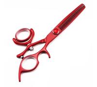 Swivel Thumb Shear Scissors, 6 Inch Red Professional Salon Japanese Stainless Steel Cutting Thinning Barber Hair Shear Swivel Scissors(Set) (Thinning)